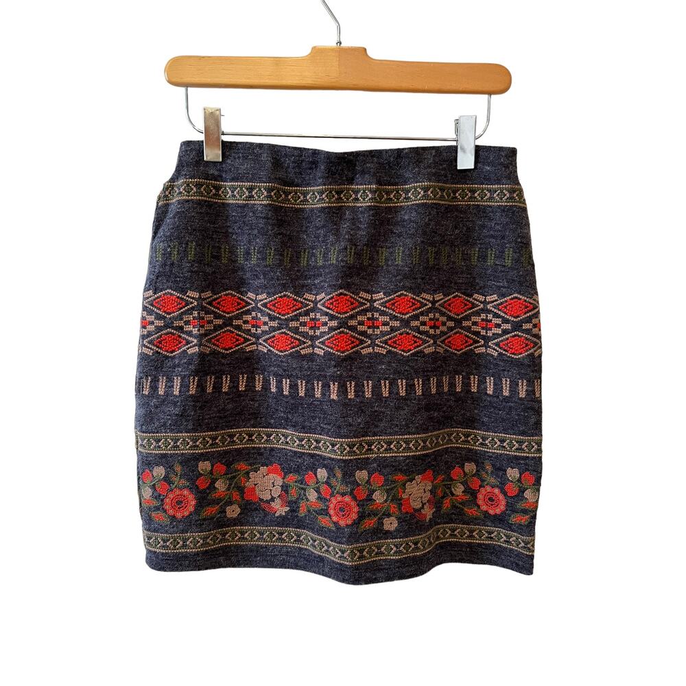 THML Boho Mini Skirt Gray Boho Floral Print S - Picture 2 of 6